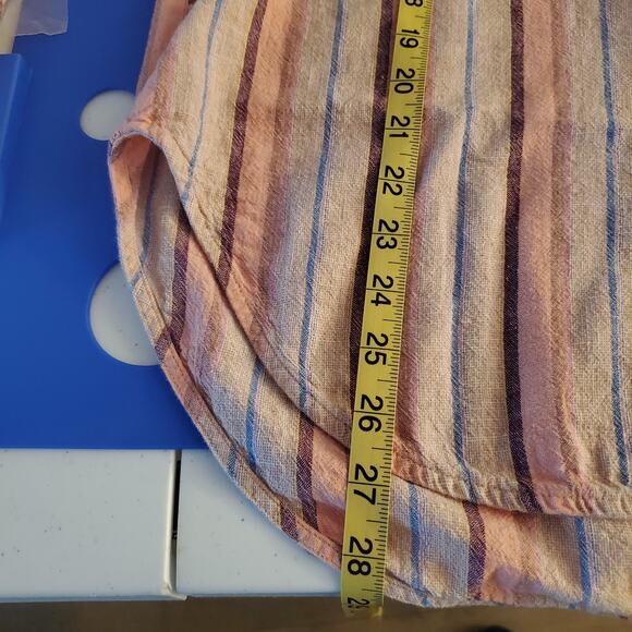 MAEVE (ANTHRO) | Lida Linen Blend | Pink/Blue | Half Button Shirt | Size Large - Picture 9 of 9